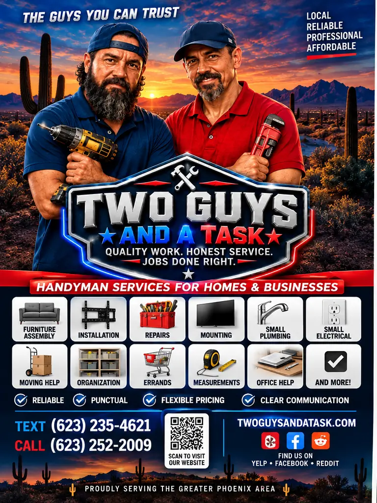 Two Guys and a Task approved team and Arizona sunset branding